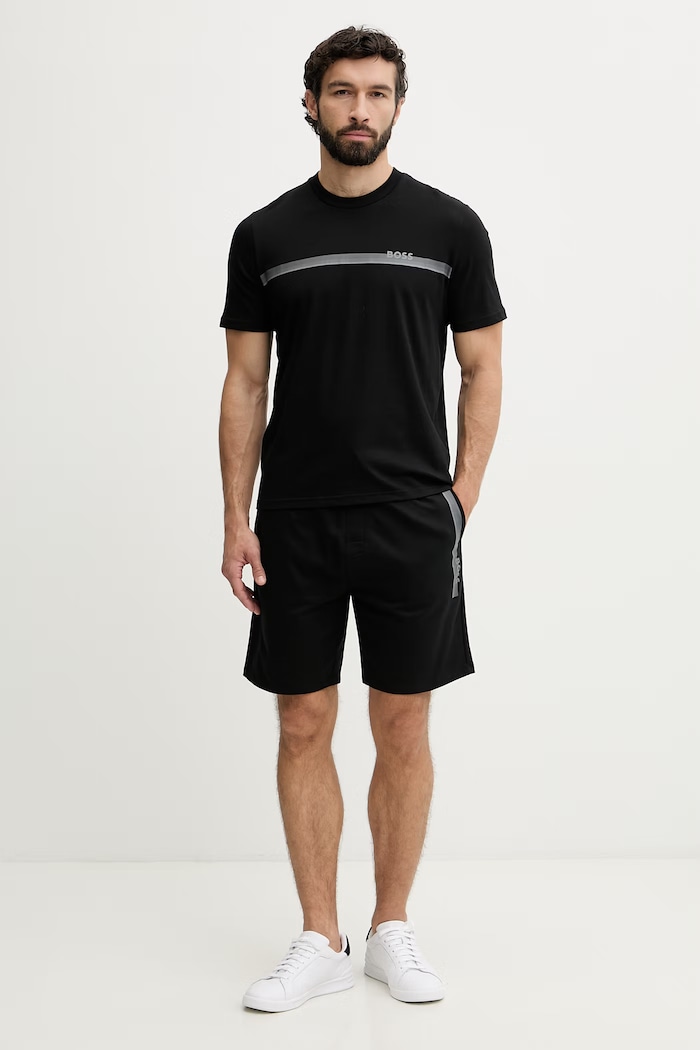BOSS teplákové šortky pánské bavlněné Authentic Shorts 50554778 černá SS26