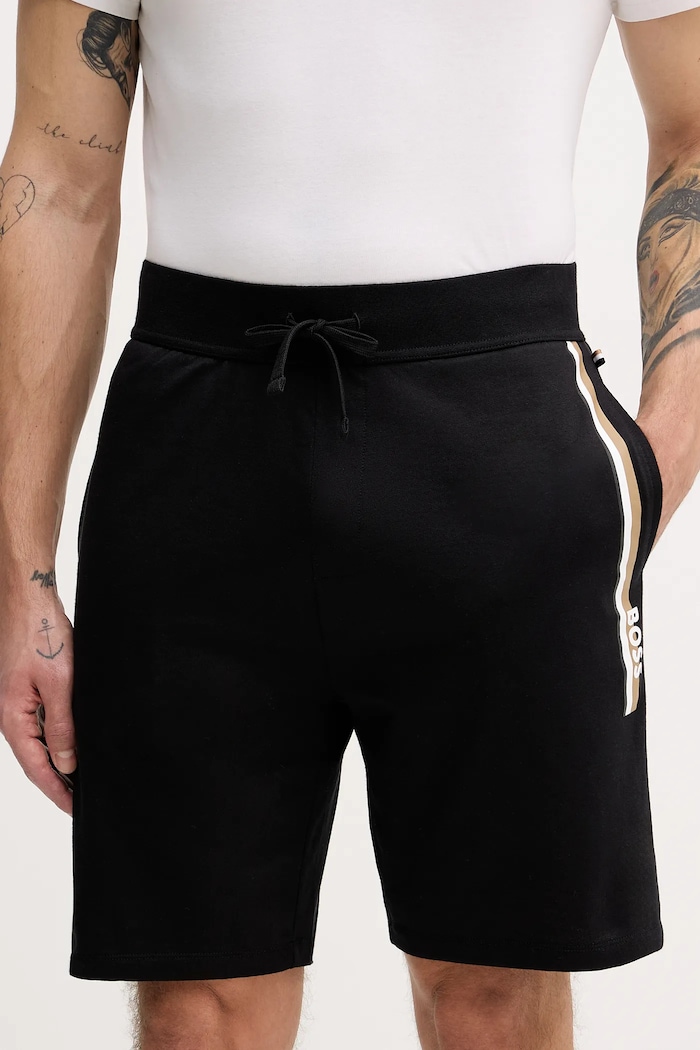 BOSS melegítő férfi pamut Authentic Shorts sima fekete 50554778