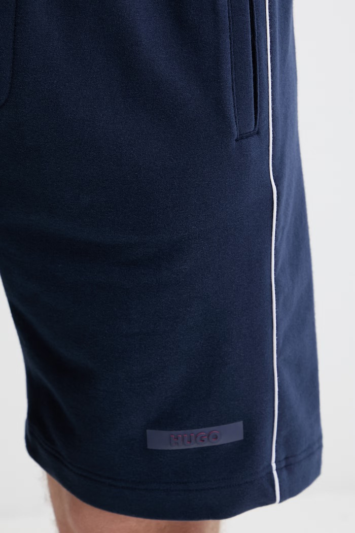 HUGO teplákové šortky pánske bavlnené s elastanom PALO SHORTS tmavomodrá 50556996
