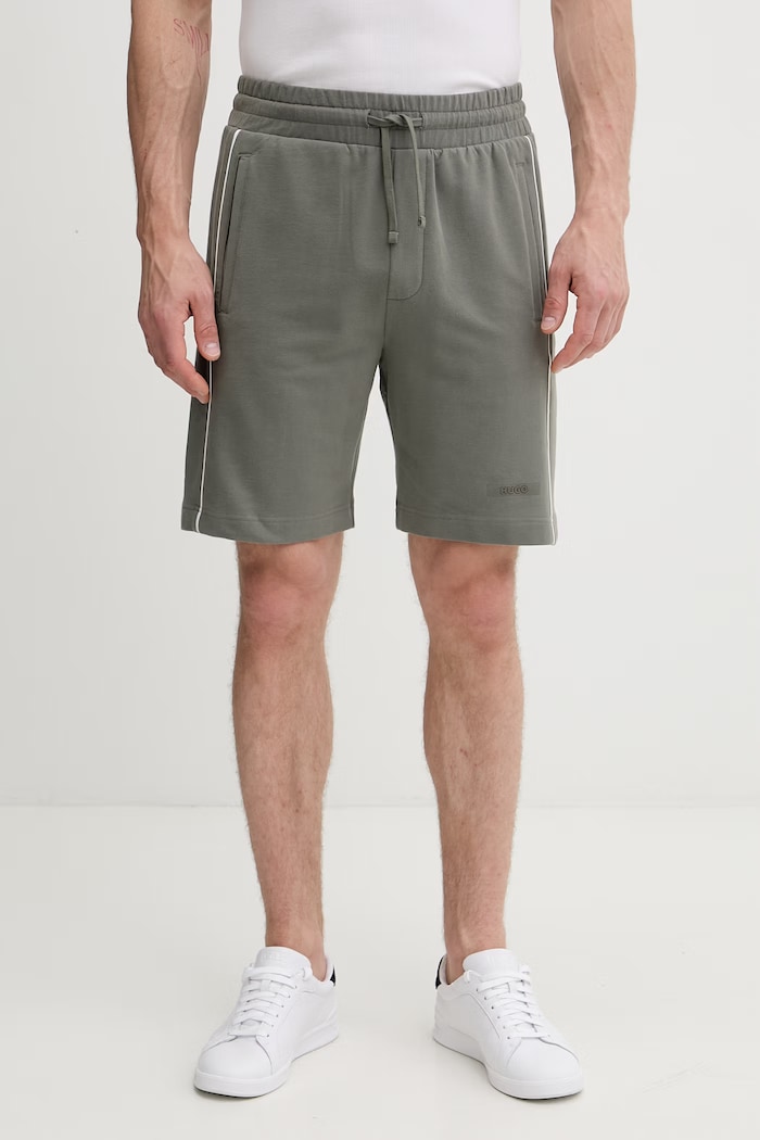 HUGO szorty dresowe męskie bawełniane z elastanem PALO SHORTS zielony 50556996