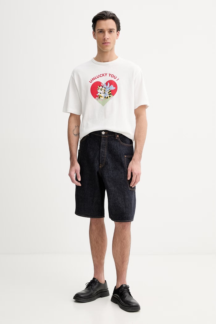 Rifľové krátke nohavice Kenzo FG55DS4026U1 tmavomodrá SS26
