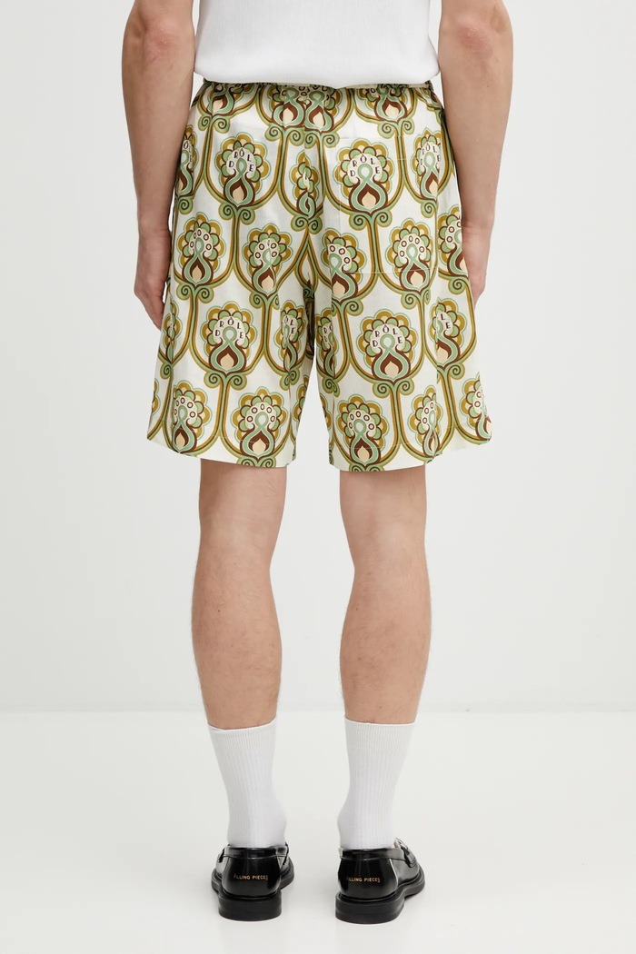 Abbigliamento Drôle de Monsieur Short Tapisserie Florale Lin pantaloncini con lino da uomo J.BS158.LI012.GN verde