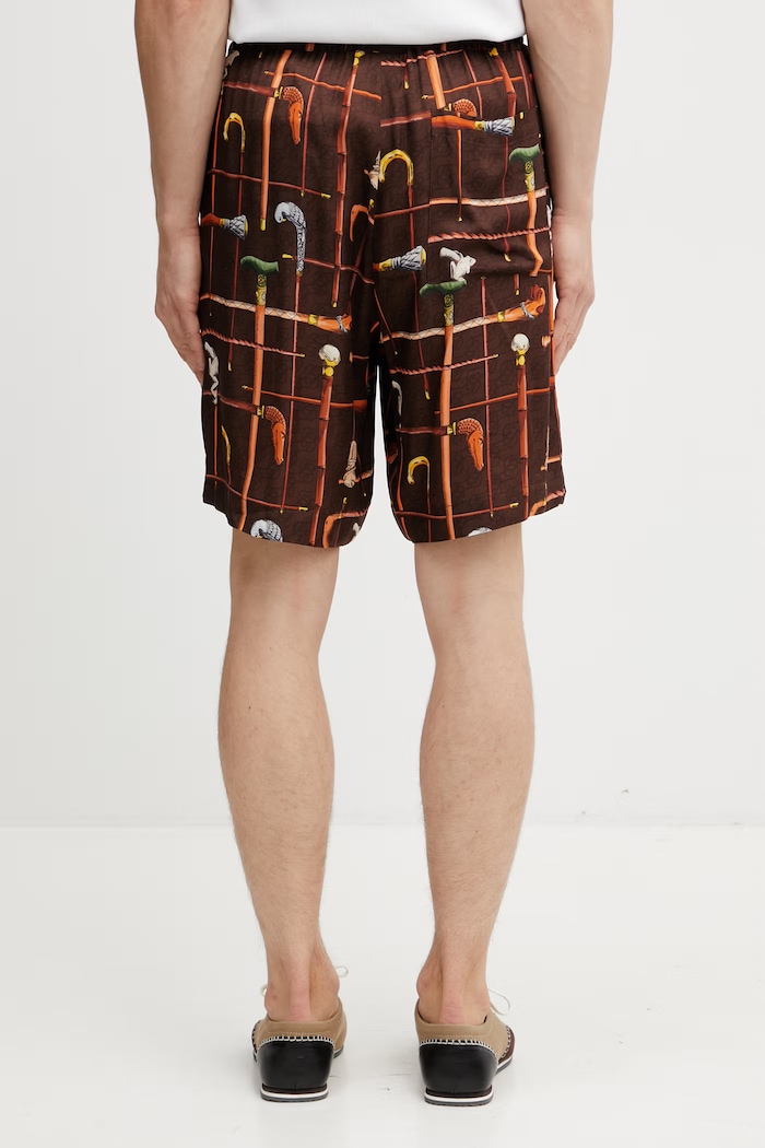 Îmbrăcăminte Drôle de Monsieur Cannes pantaloni scurți cu vâscoză pentru bărbați K.BS158.VI033.BN maro