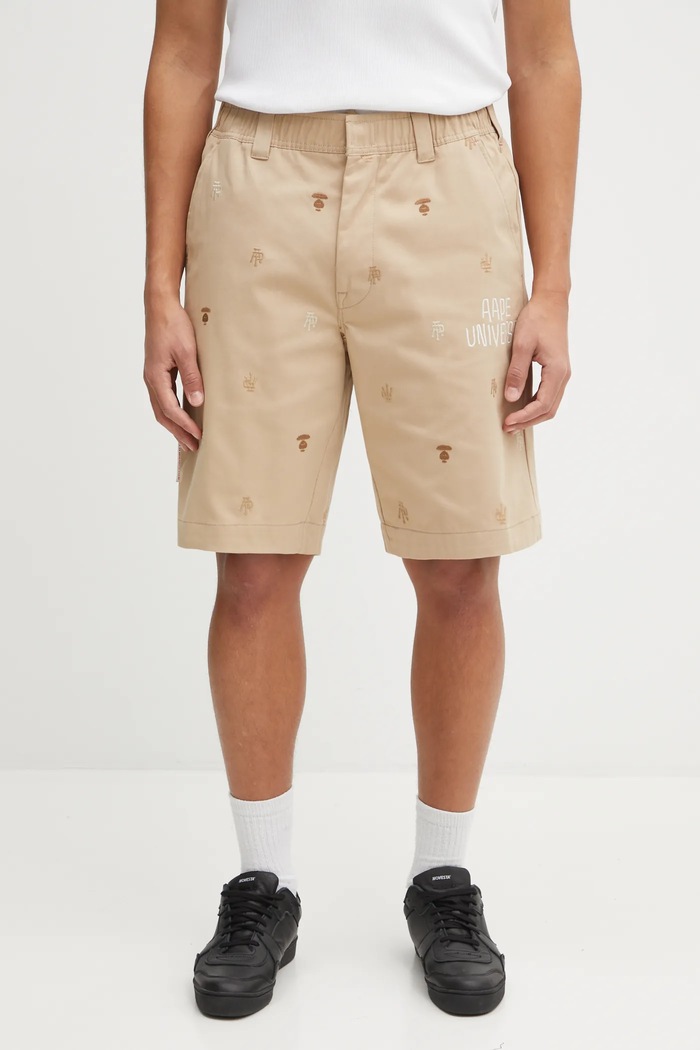 Хлопковые шорты AAPE Main хлопок бежевый AAPSPMB691XXO
