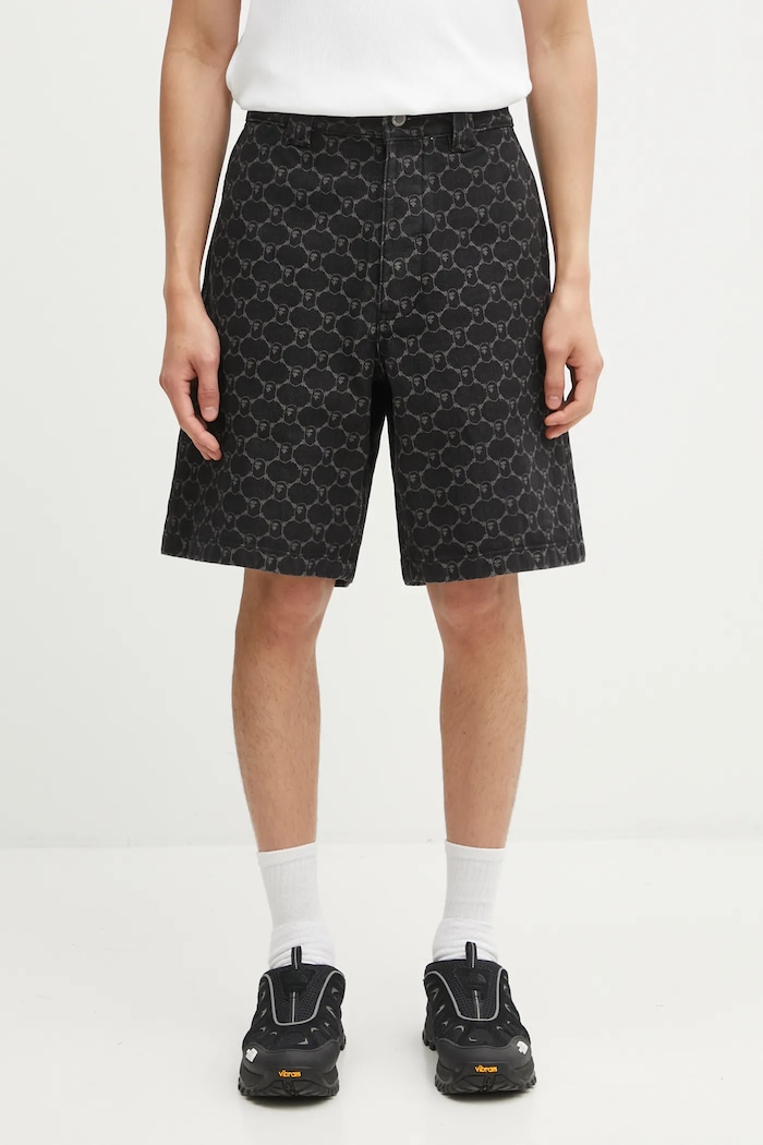 A Bathing Ape denim shorts College Monogram denim black 1L30151302