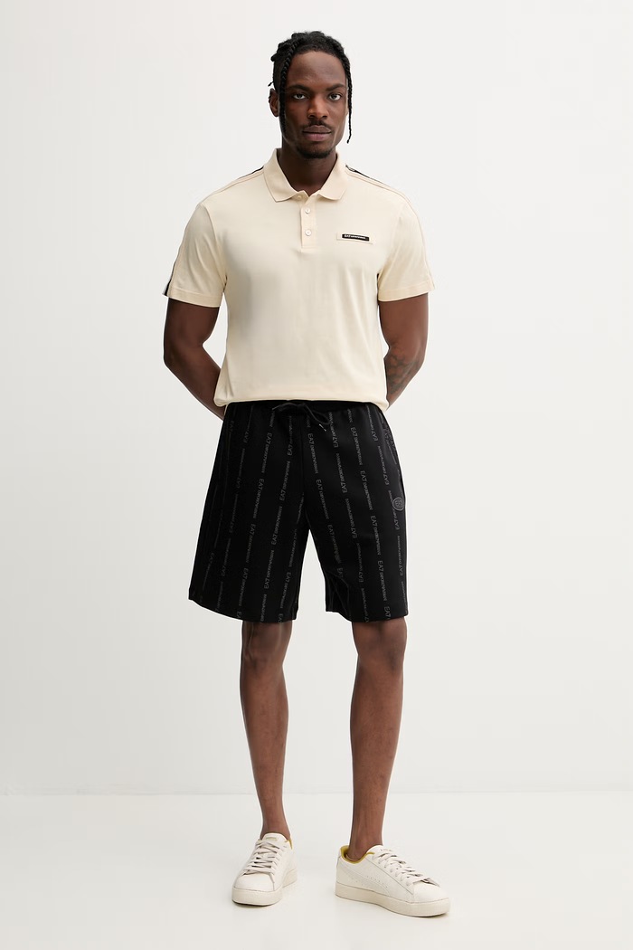 EA7 Emporio Armani trenirka kratke hlače moške z bombažem AF12660.7M001393 črna SS26