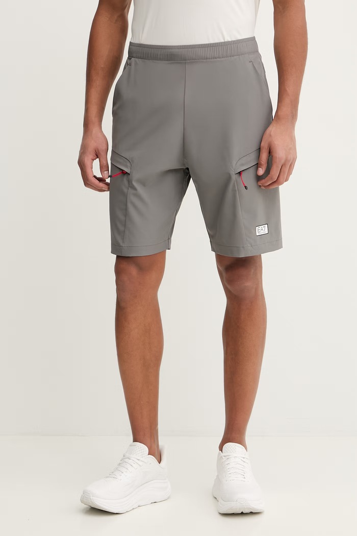 Tréningové šortky EA7 Emporio Armani potlač sivá AF13392.7M001377