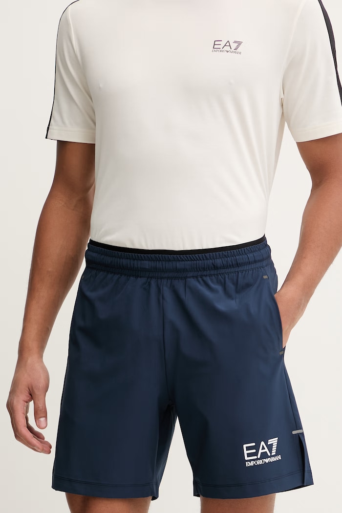Tréningové šortky EA7 Emporio Armani s elastanom modrá AF21059.7M001720