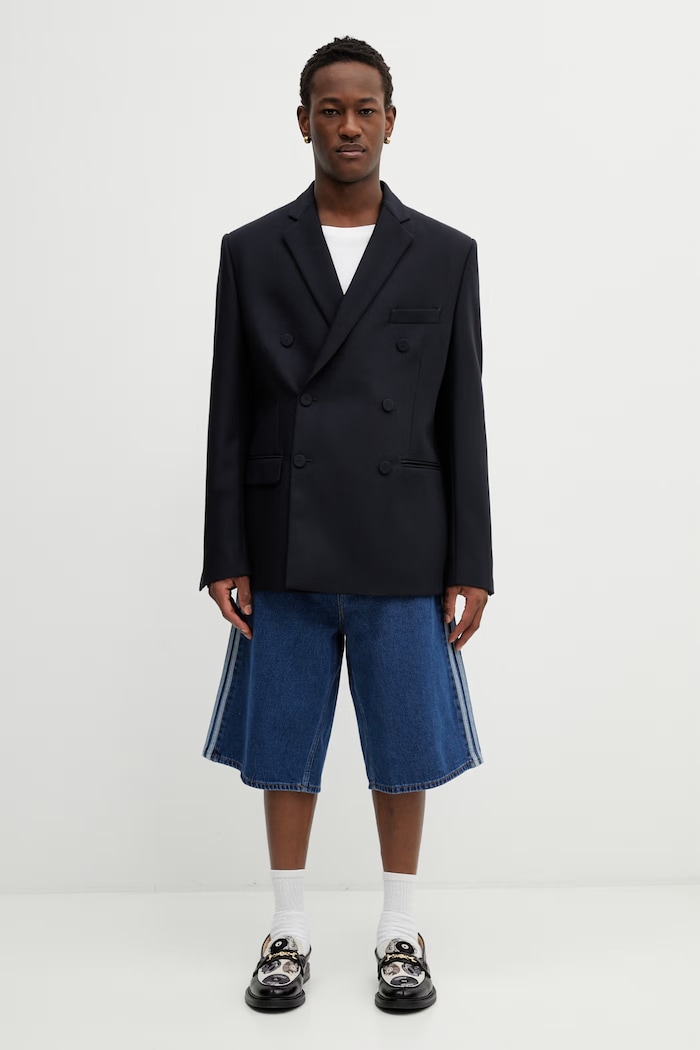adidas Originals pantaloni scurți jeans Firebird KD1500 albastru