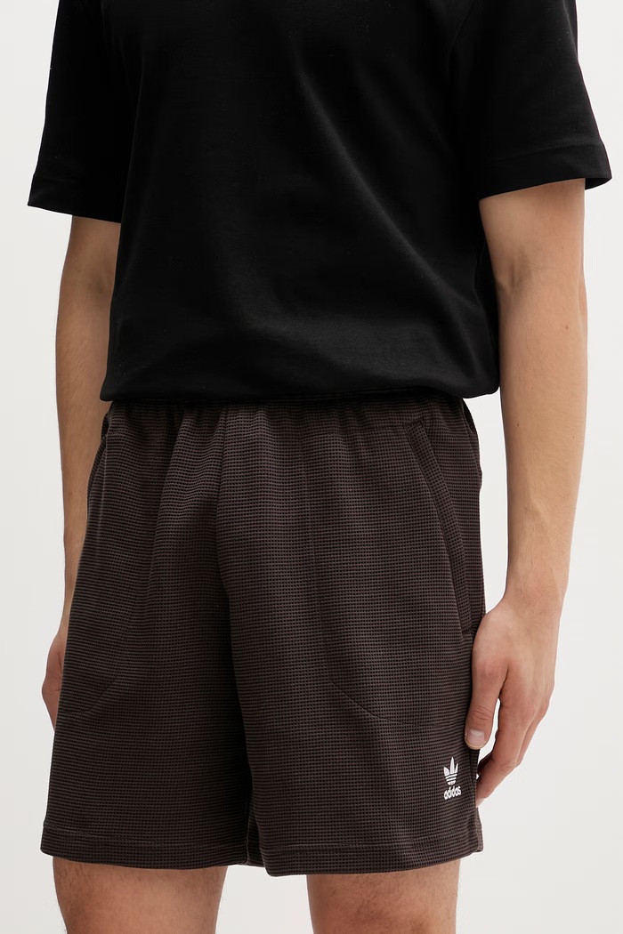 Σορτς adidas Originals πλεκτό ύφασμα καφέ KE0864