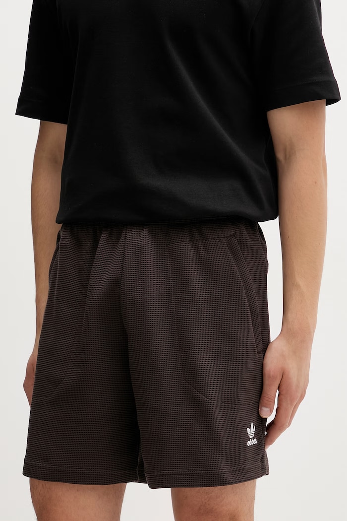 Σορτς adidas Originals πλεκτό ύφασμα καφέ KE0864