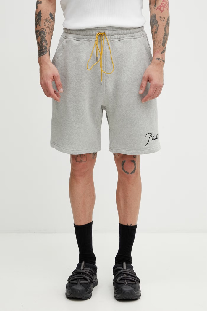 RHUDE Classique pantaloni scurți de trening cu bumbac pentru bărbați gri RHSS26SH01829