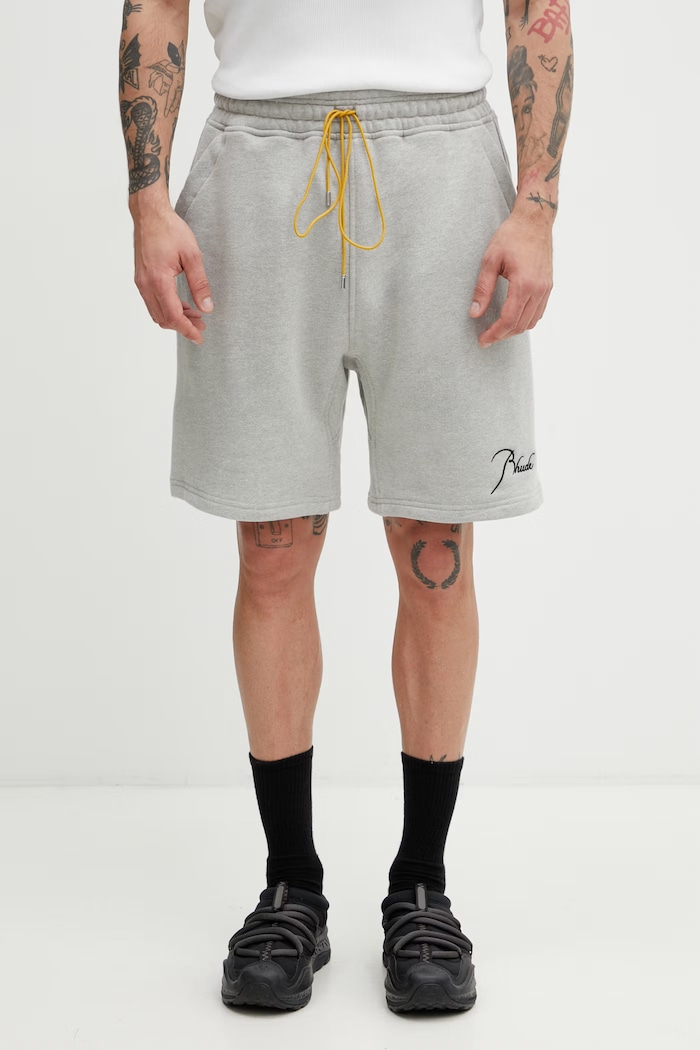 RHUDE Classique pantaloni scurți de trening cu bumbac pentru bărbați gri RHSS26SH01829