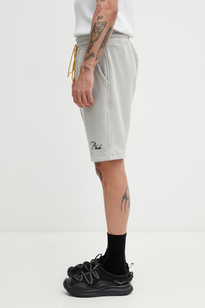 RHUDE Classique pantaloni scurți de trening cu bumbac pentru bărbați RHSS26SH01829 gri SS26