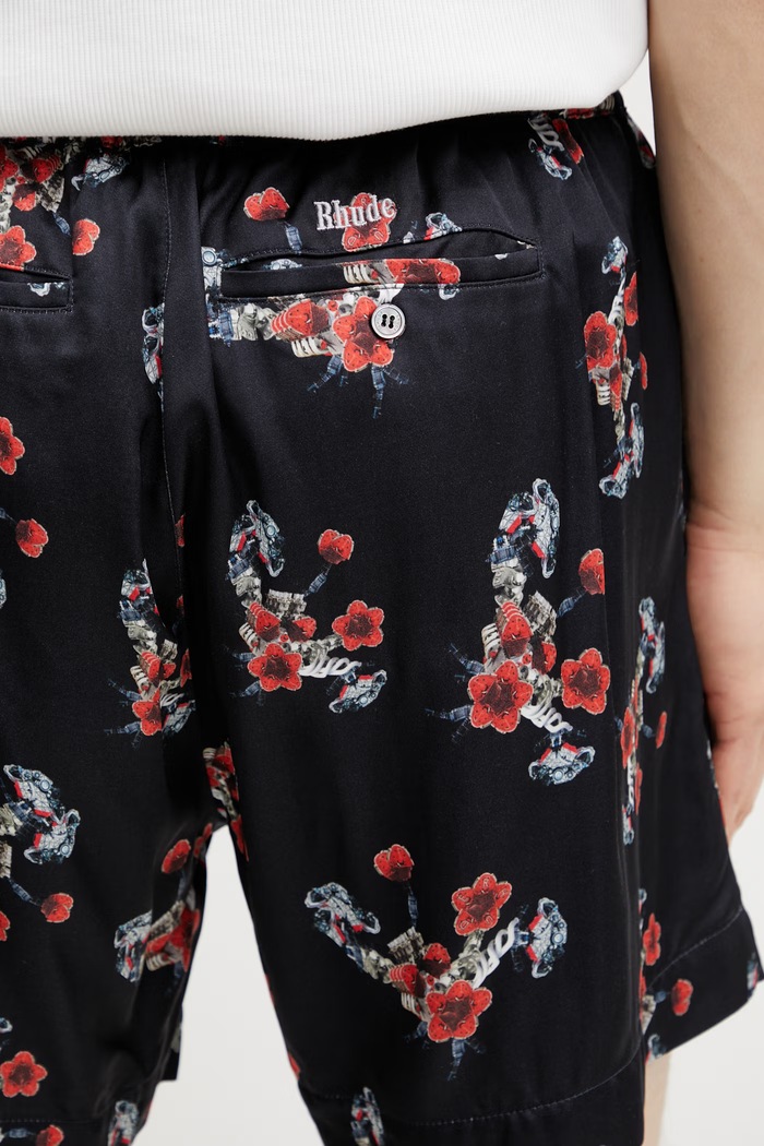 RHUDE Turbo Floral шорты из вискозы для мужчин чёрный RHSS26SH01358