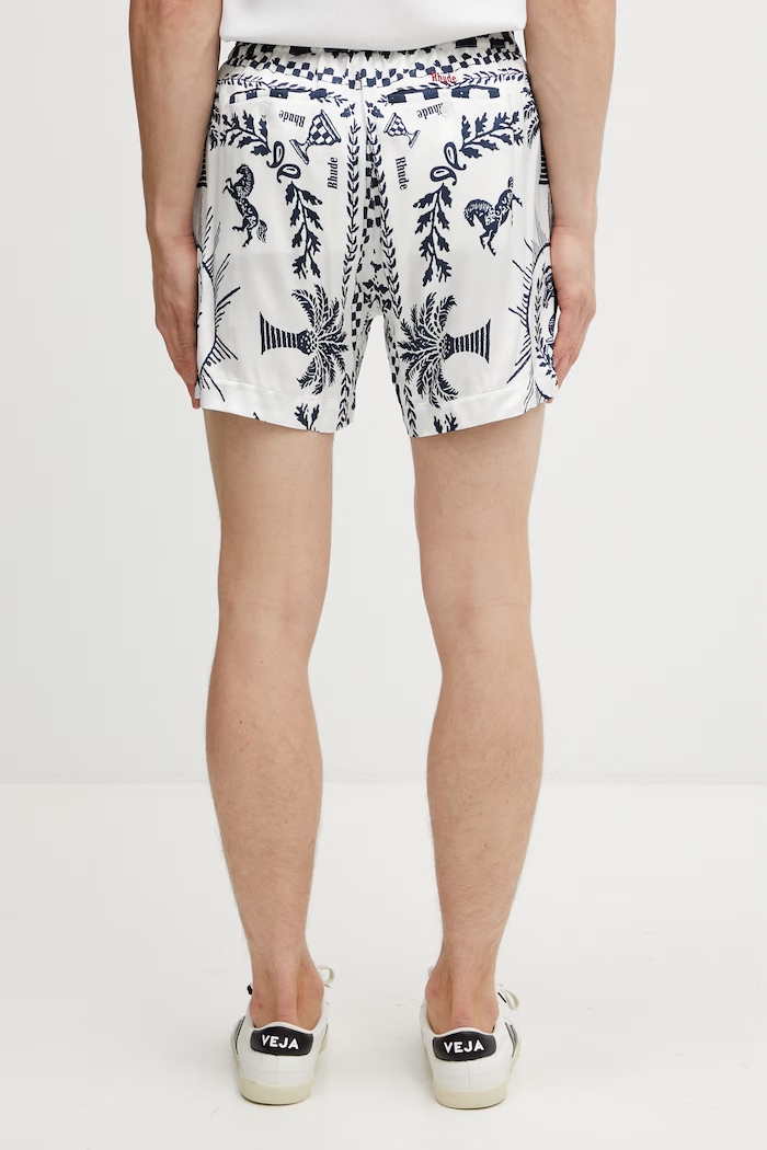 Îmbrăcăminte RHUDE Regista Tile pantaloni scurți pentru bărbați cu vâscoză RHSS26SH02358 alb