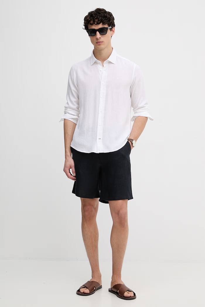 Trussardi pantaloni scurți chinos pentru bărbați, din in P025M000117N bleumarin SS26