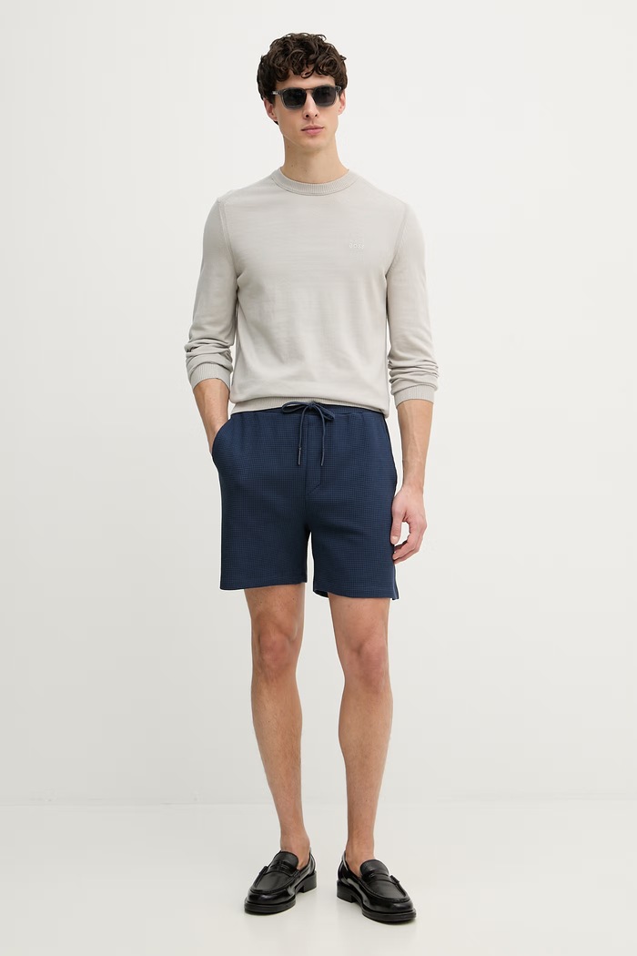 Trussardi teplákové šortky pánske bavlnené s elastanom P8078000069N tmavomodrá SS26