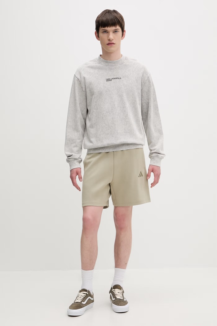 Adidas pantaloni scurți de trening pentru bărbați, cu bumbac KD7661 verde SS26