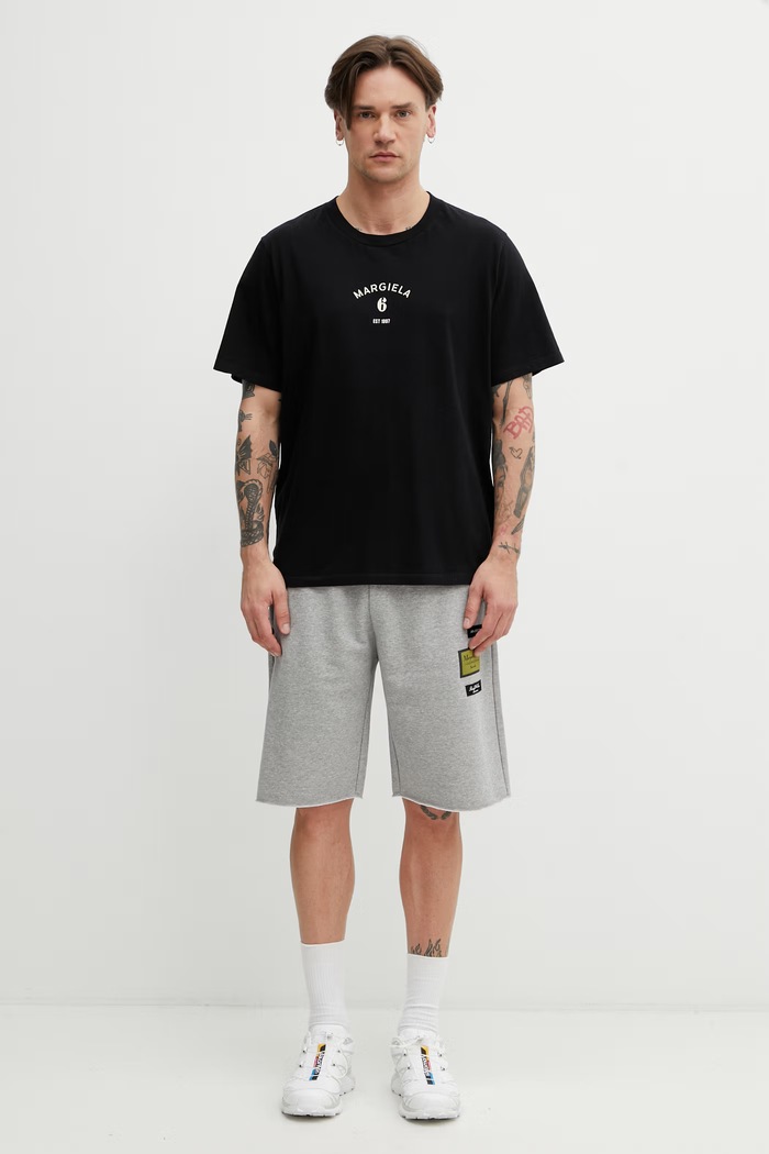 MM6 Maison Margiela teplákové šortky pánske s bavlnou SH0MU0027.S25606.857M sivá