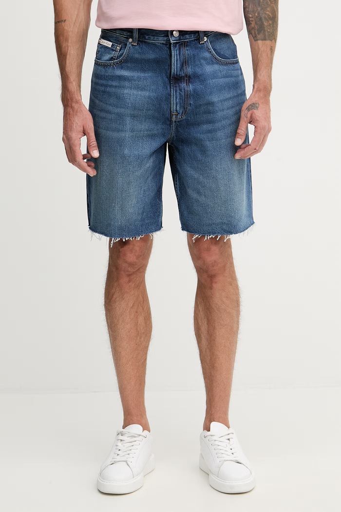 Calvin Klein Jeans šortky pánske rifľové modrá LV04RF793G