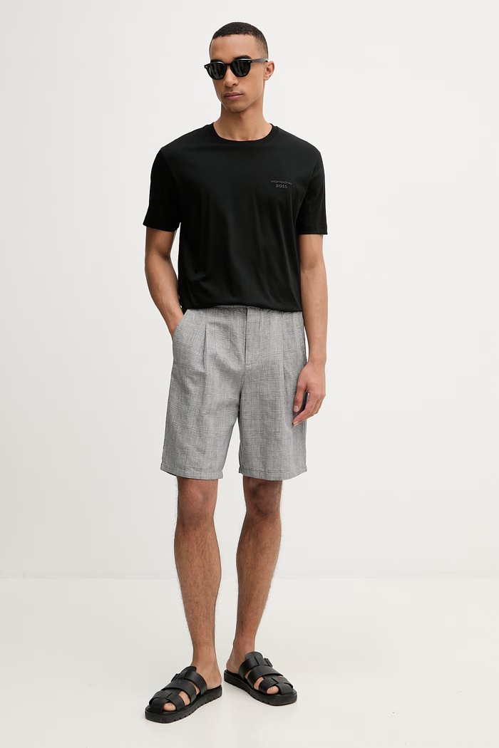 United Colors of Benetton szorty męskie z lnem 4YQSU901I granatowy SS26