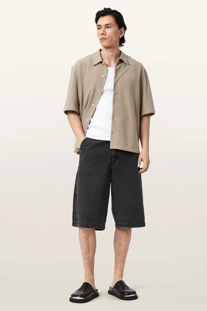 Одежда AllSaints шорты cargo для мужчин из хлопка JACKSON M024TE чёрный