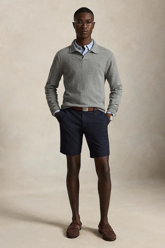 Îmbrăcăminte Polo Ralph Lauren pantaloni scurți chinos bărbați din bumbac 710P08194 bleumarin