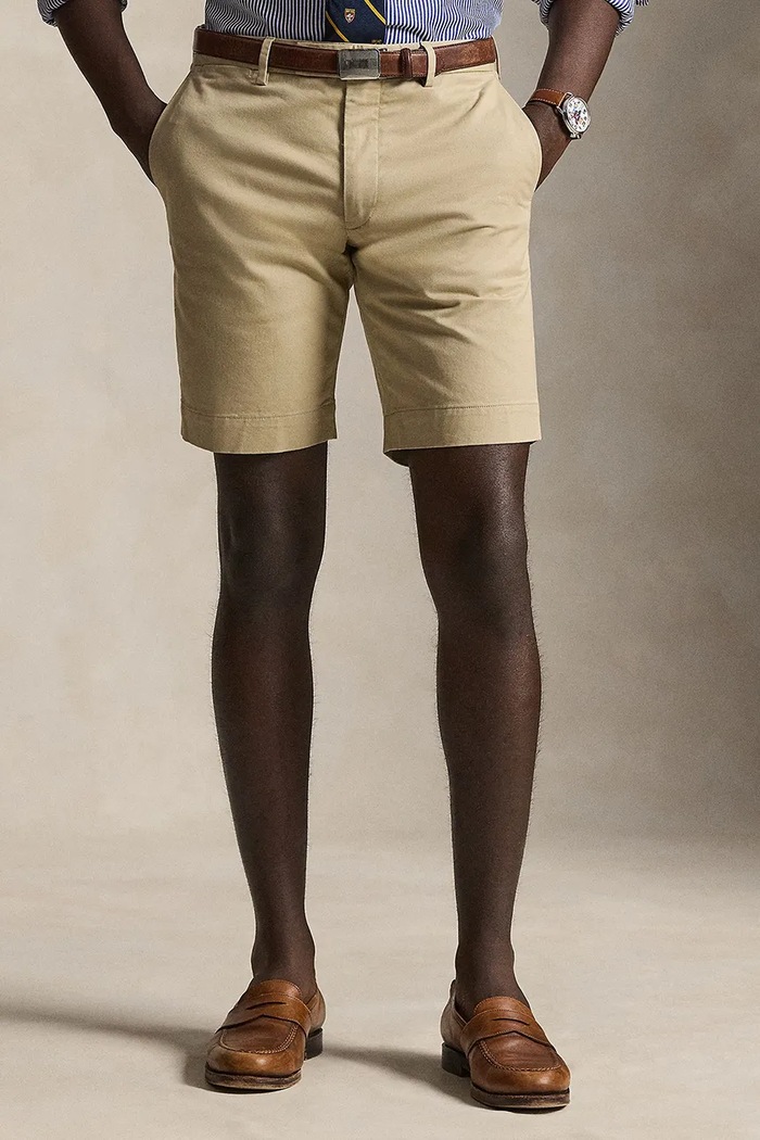 Polo Ralph Lauren pantaloni scurți chinos bărbătești din bumbac panza maro 710P08194