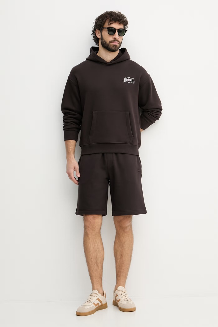Lacoste teplákové šortky pánské bavlněné GH1903 hnědá SS26