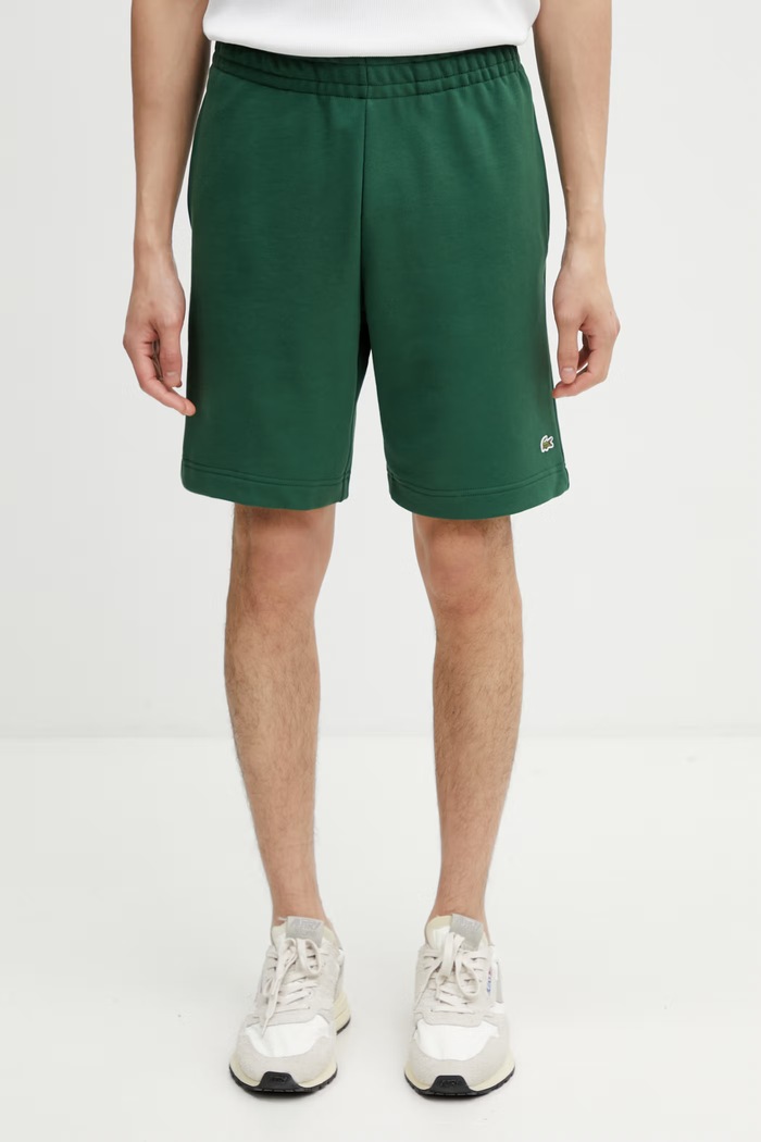 Lacoste teplákové šortky pánske bavlnené zelená GH9860