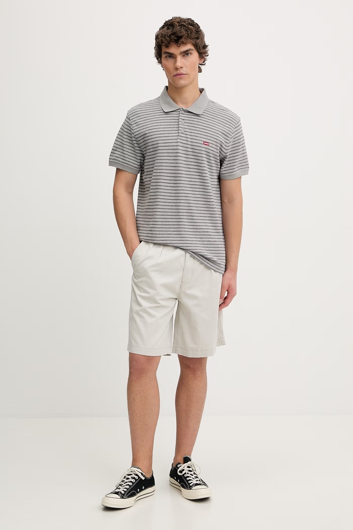 Βαμβακερό σορτσάκι Levi's BAGGY PLEATED 0057P γκρί SS26