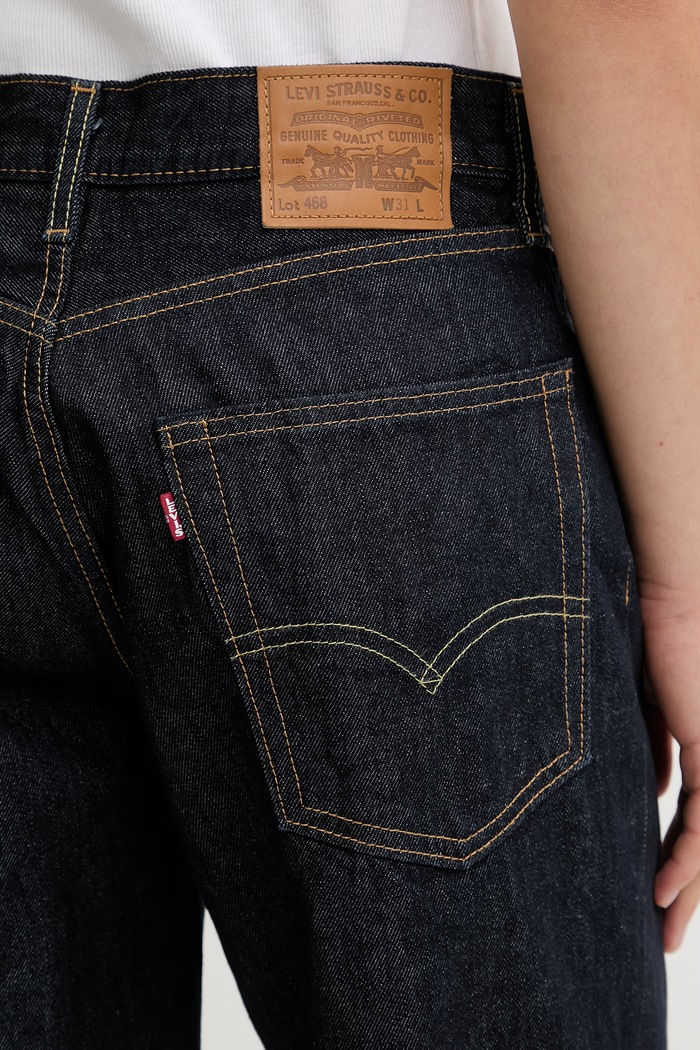 Rifľové krátke nohavice Levi's 468 LOOSE tmavomodrá A8461.0038