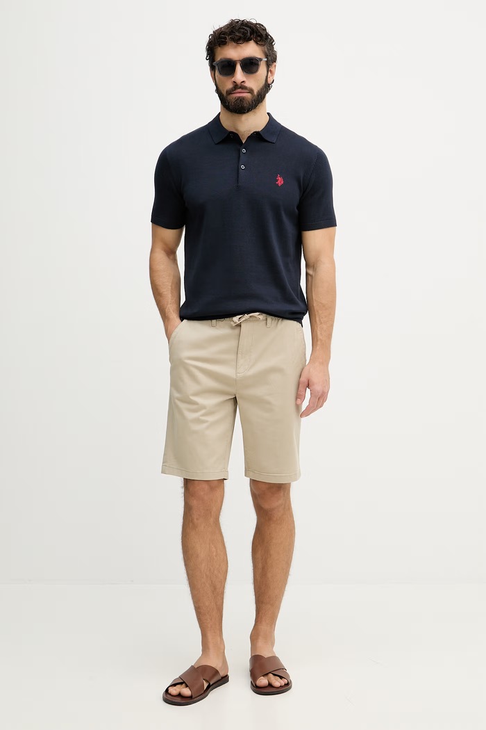 U.S. Polo Assn. szorty męskie z bawełną USPA COMFORT WAIST CLASSIC CHINO MUP4696 beżowy SS26