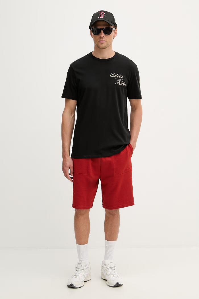 Tommy Hilfiger szorty dresowe męskie z bawełną UM0UM03914 czerwony SS26