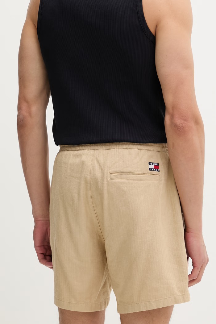 Oblečenie Tommy Jeans šortky pánske s ľanom DM0DM22825 béžová