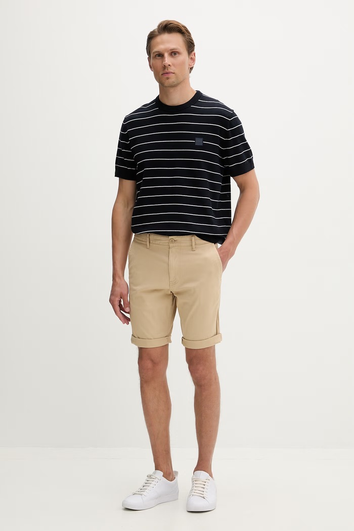 Tommy Jeans šortky pánske bavlnené s elastanom DM0DM22852 béžová SS26