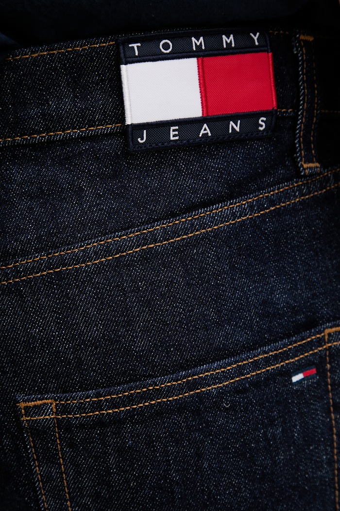 Tommy Jeans šortky pánske rifľové tmavomodrá DM0DM22974