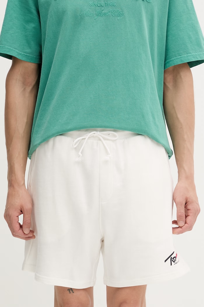 Tommy Jeans pantaloni scurți de trening pentru bărbați, din bumbac bej DM0DM23017