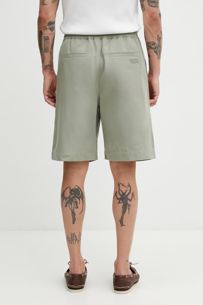 Odzież Maison Kitsuné bermudy z bawełną męskie QM01404WW9107 zielony