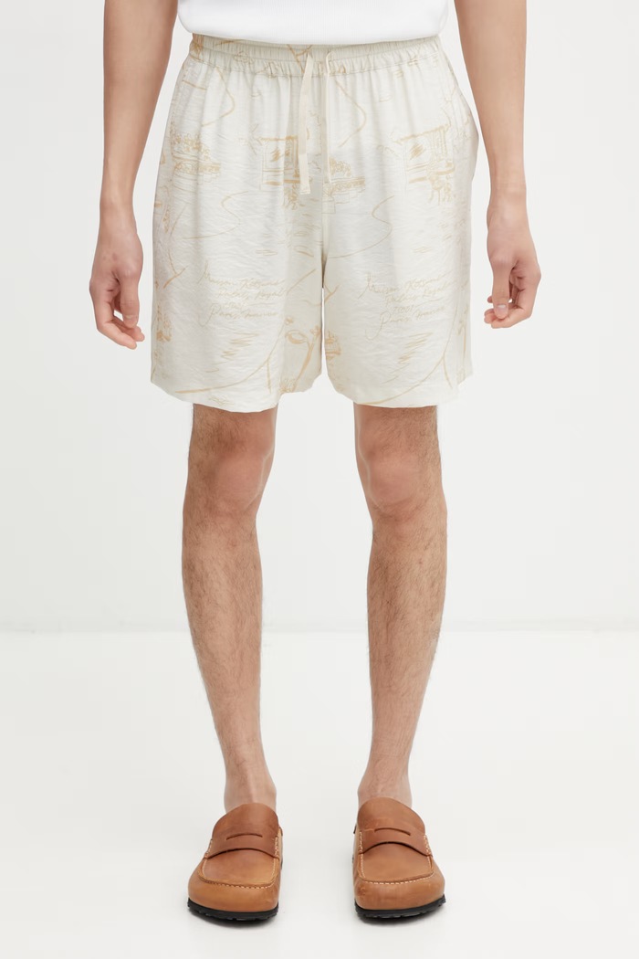 Maison Kitsuné σορτς με βισκόζη Ανδρικά μπεζ QM01402WW9103