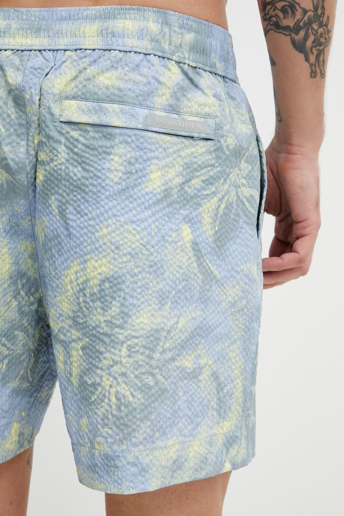 Maison Kitsuné Pantaloni scurți de baie pentru bărbați albastru QM01407WQ4087