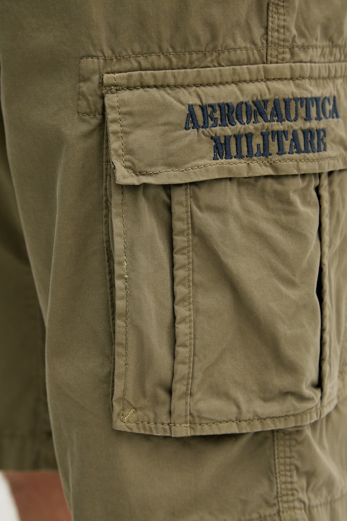 Aeronautica Militare pantaloni scurți cargo pentru bărbați, din bumbac verde BE0066UCT01122