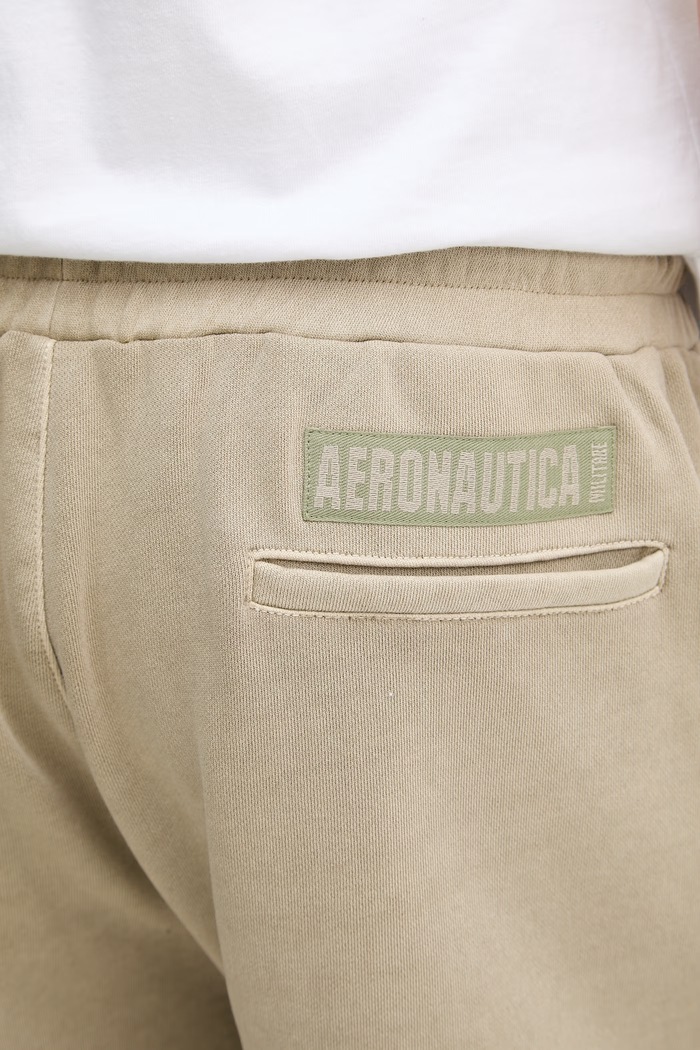 Aeronautica Militare pantaloni scurți pentru bărbați, din bumbac bej BF0029UF00676