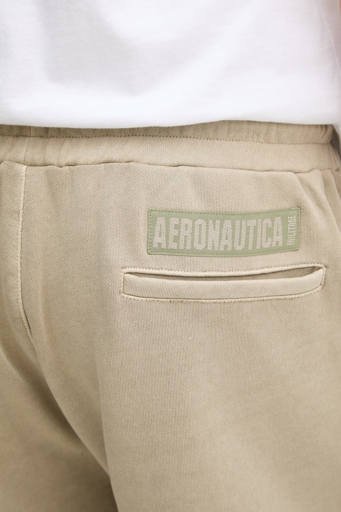 Aeronautica Militare pantaloni scurți pentru bărbați, din bumbac bej BF0029UF00676