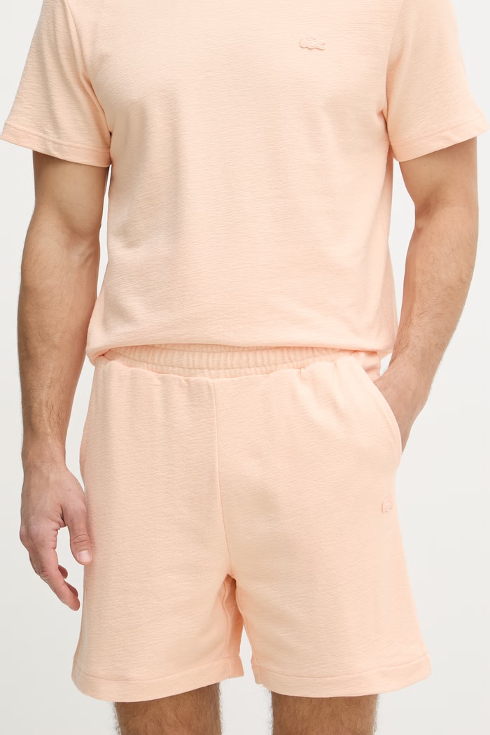 Lacoste teplákové šortky pánské bavlněné oranžová GH1973