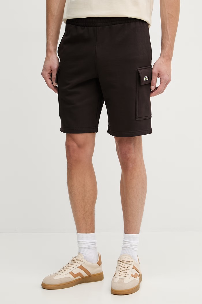 Lacoste pantaloni scurți de trening bărbați din bumbac bumbac negru GH9743