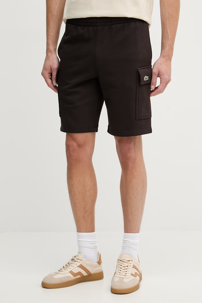Lacoste pantaloni scurți de trening bărbați din bumbac bumbac negru GH9743