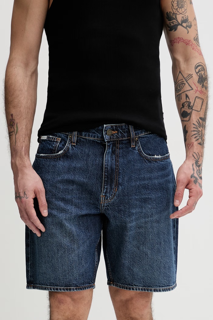 Guess Jeans šortky pánske rifľové tmavomodrá M6GD37.D5M5U