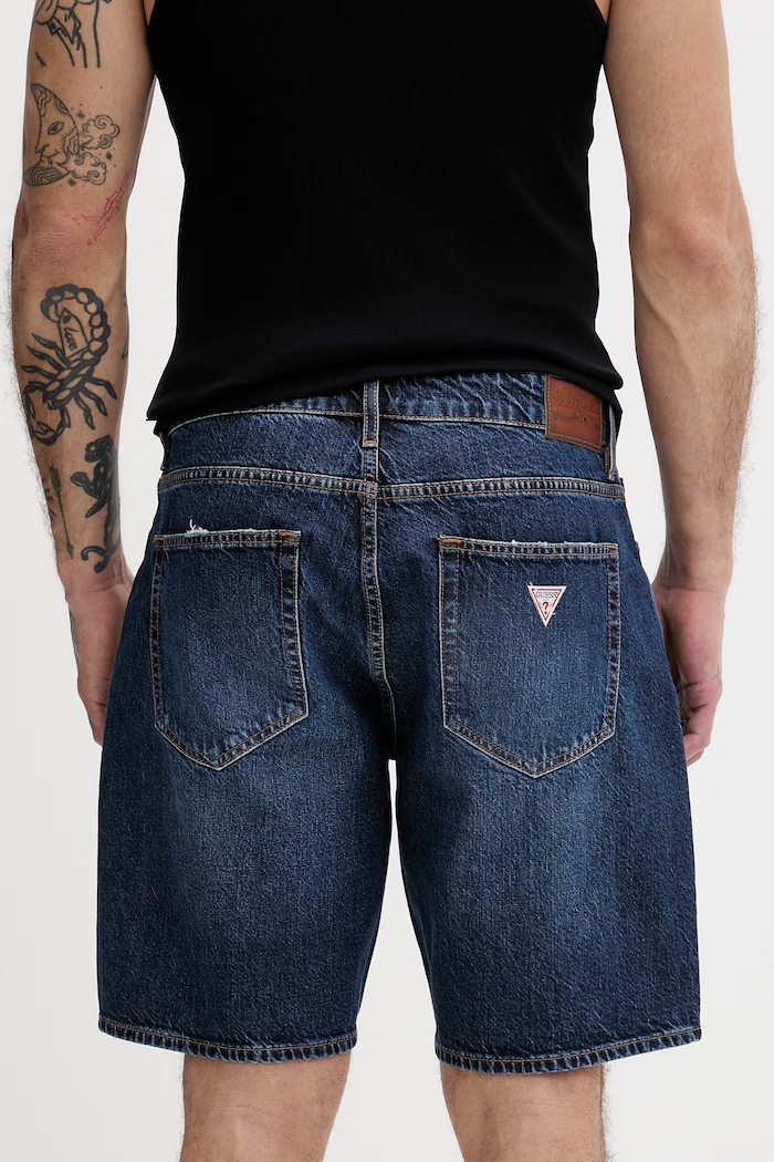 Oblečenie Guess Jeans šortky pánske rifľové M6GD37.D5M5U tmavomodrá